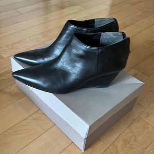 Franco Sarto Adrienne Black Leather Wedge Bootie